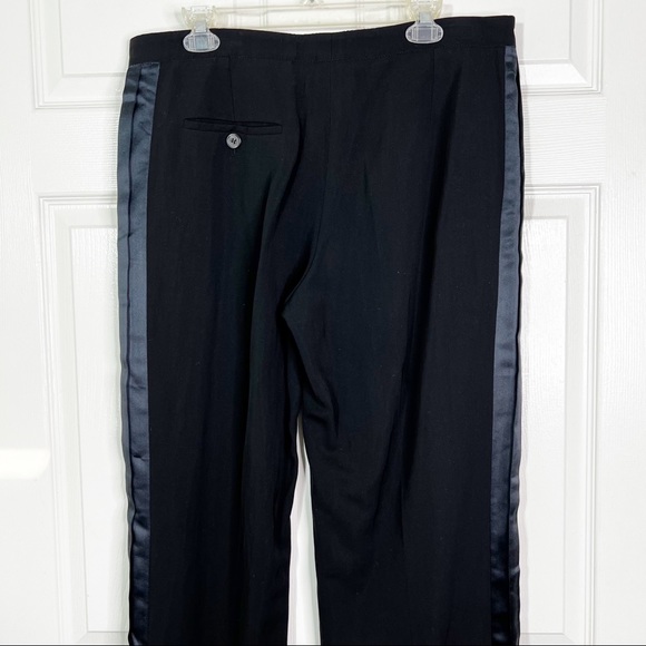 Lanvin Men’s Wool Linen Blend Tuxedo Pants in Black w/Blue Stripe Size 46 - Picture 2 of 11
